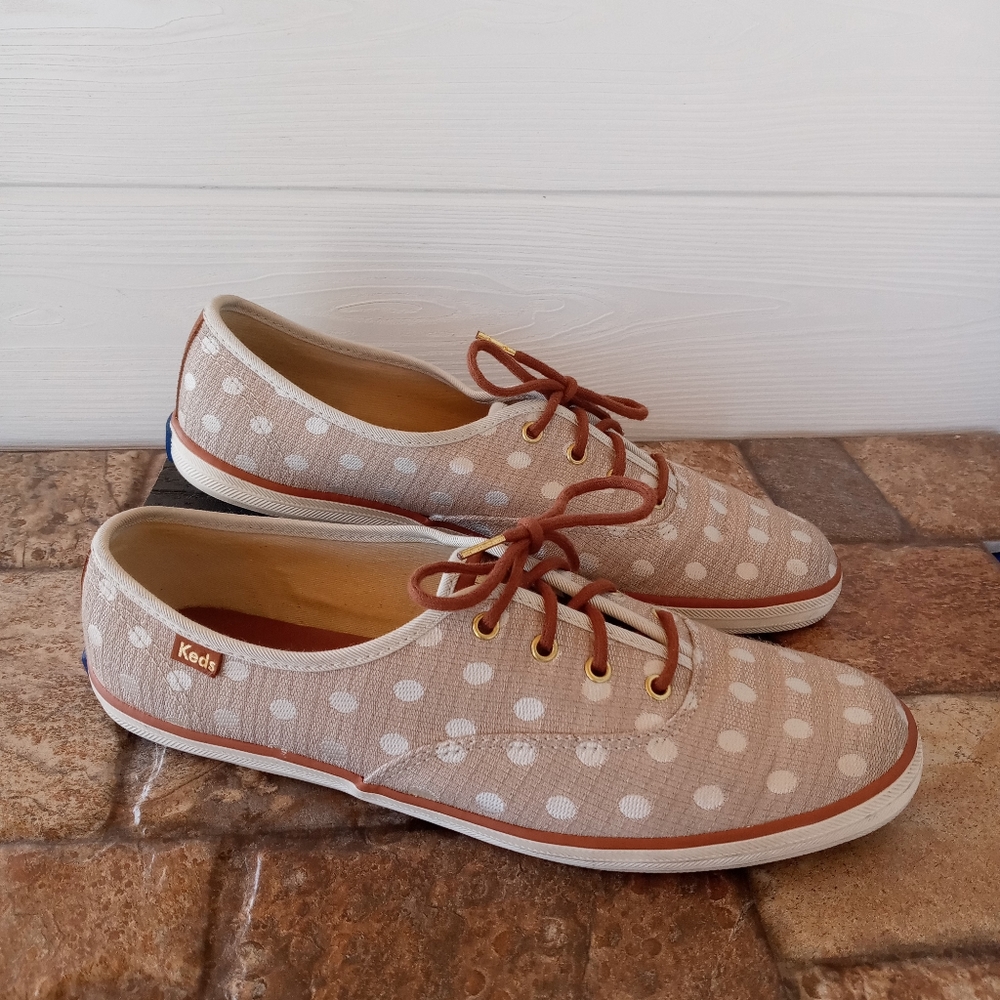 Keds Original Champion Canvas Polka Dot Lace Up Sneakers Shoes Womens